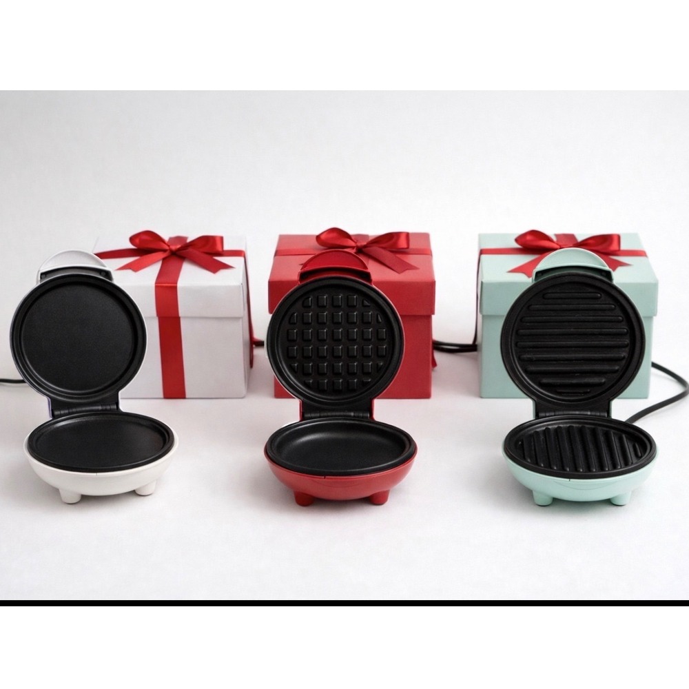 Dash Mini Makers 3 Pack Gift Set Waffle Maker Griddle‎ Grill Red White Aqua NEW
